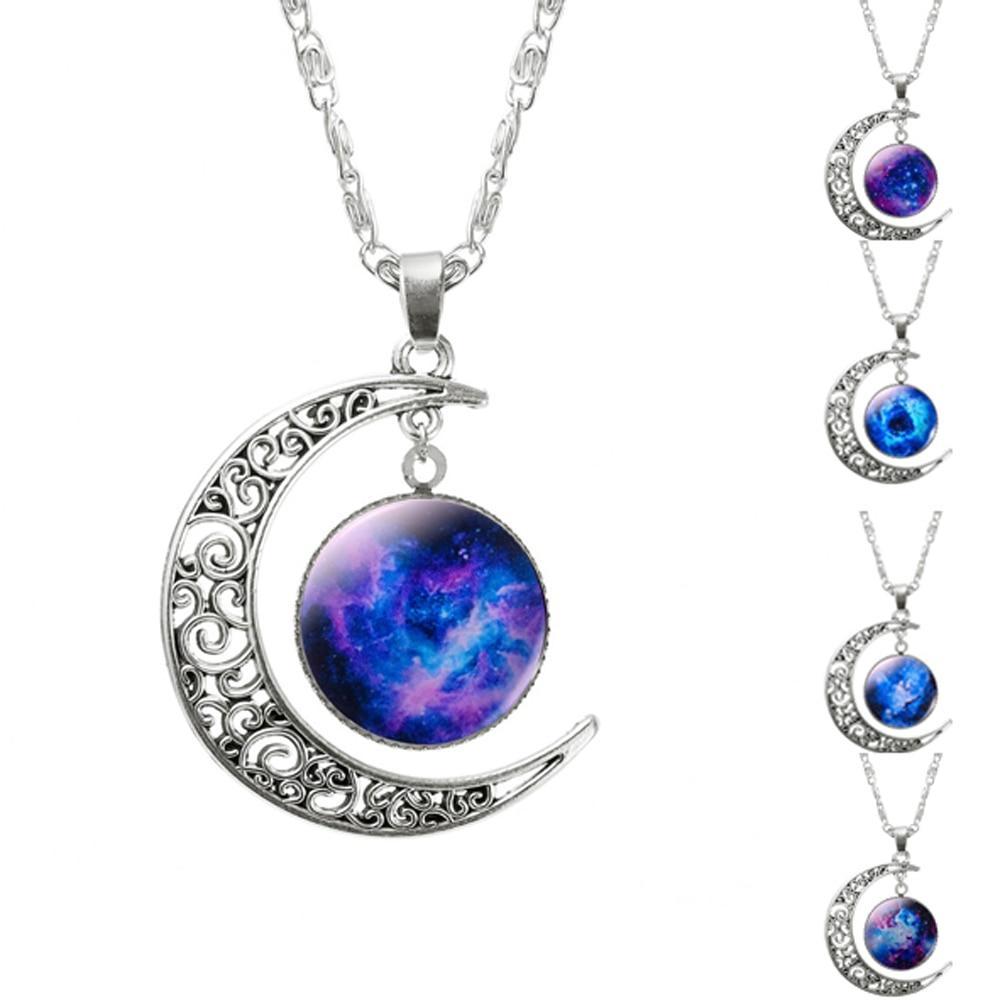 Silver Necklace with Moon Design Chain Necklaces FAMSHIN Official Store