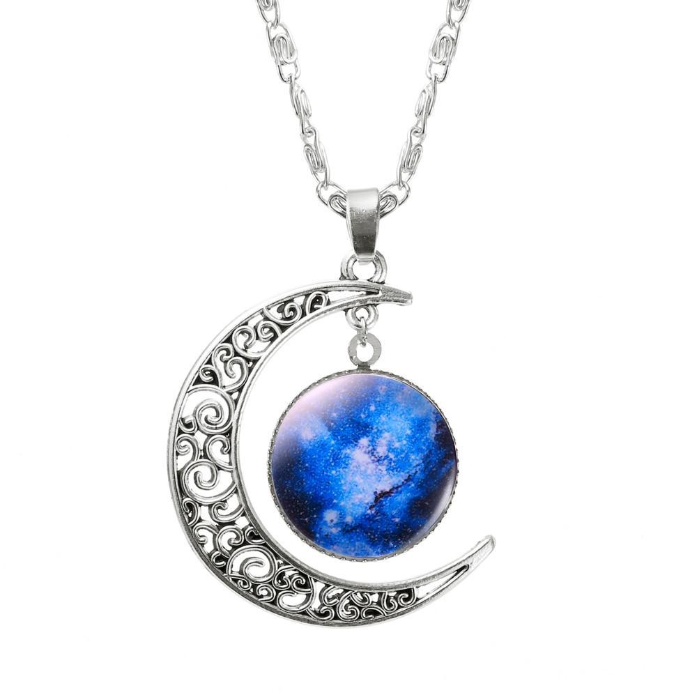 Silver Necklace with Moon Design Chain Necklaces FAMSHIN Official Store
