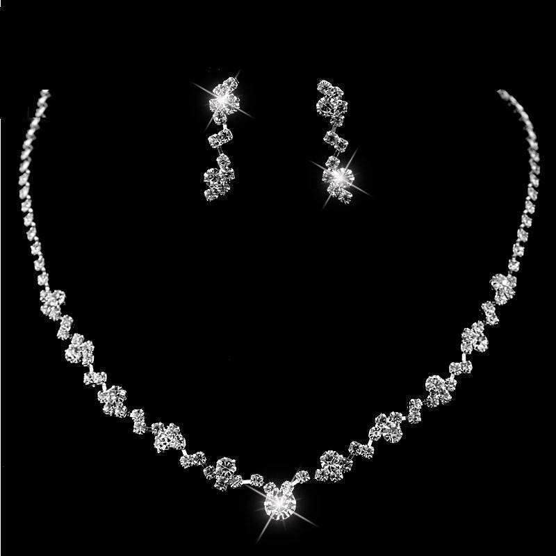 Silver Plated Crystal Choker Jewelry Sets Bridal Jewelry Sets TREAZY Official Store