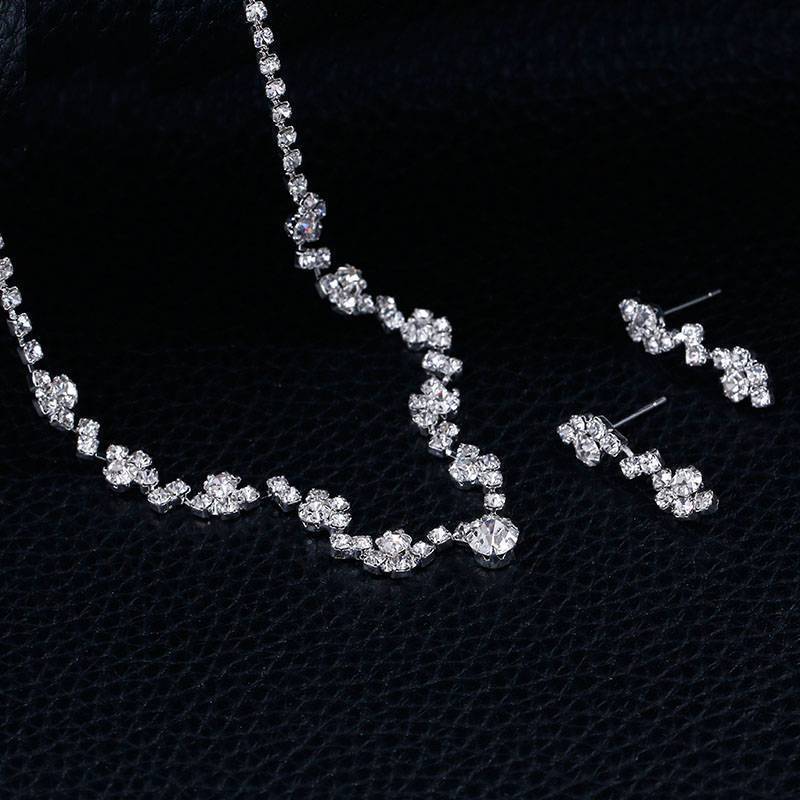 Silver Plated Crystal Choker Jewelry Sets Bridal Jewelry Sets TREAZY Official Store