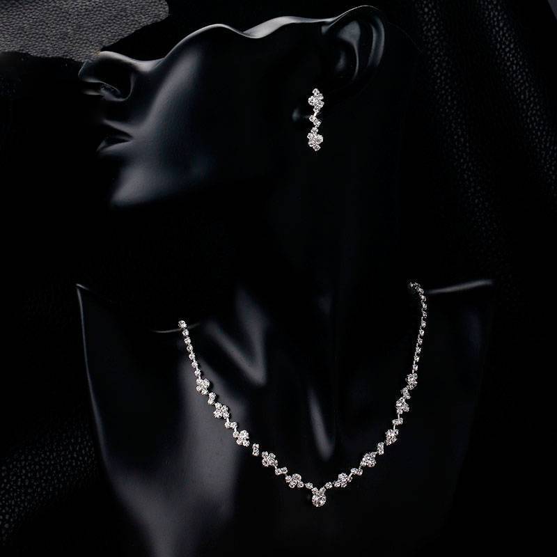 Silver Plated Crystal Choker Jewelry Sets Bridal Jewelry Sets TREAZY Official Store