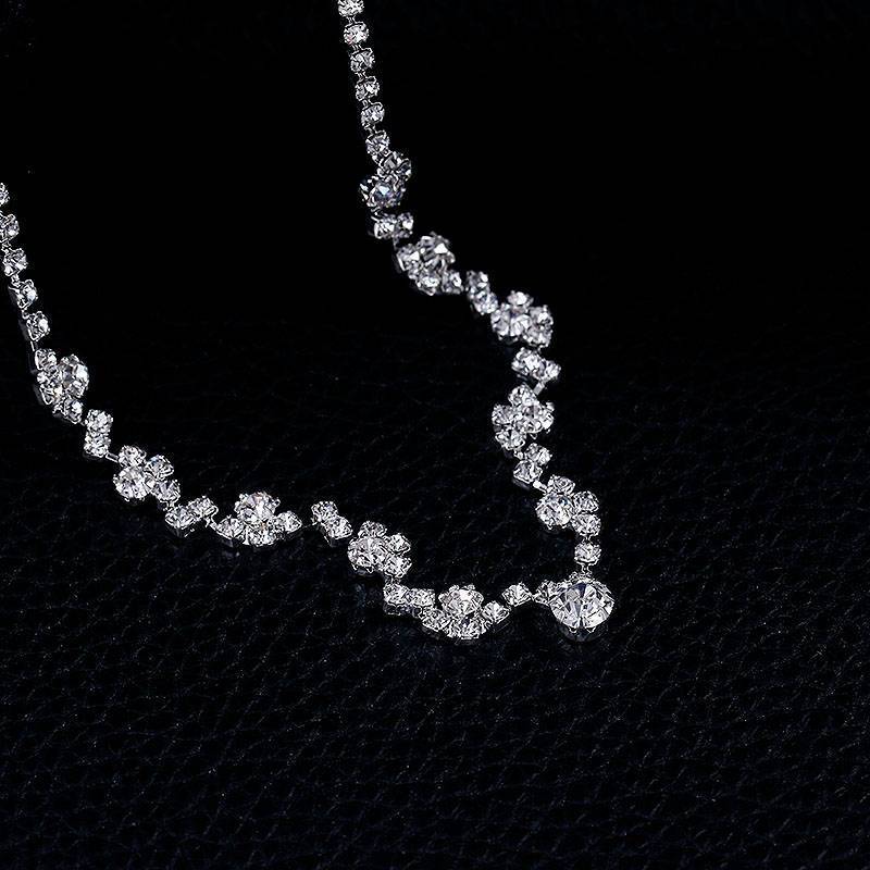 Silver Plated Crystal Choker Jewelry Sets Bridal Jewelry Sets TREAZY Official Store