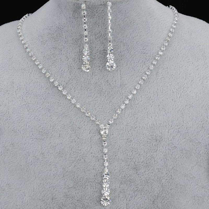 Silver Plated Drop Crystal Bridal Jewelry Sets For Women Bridal Jewelry Sets TREAZY Official Store