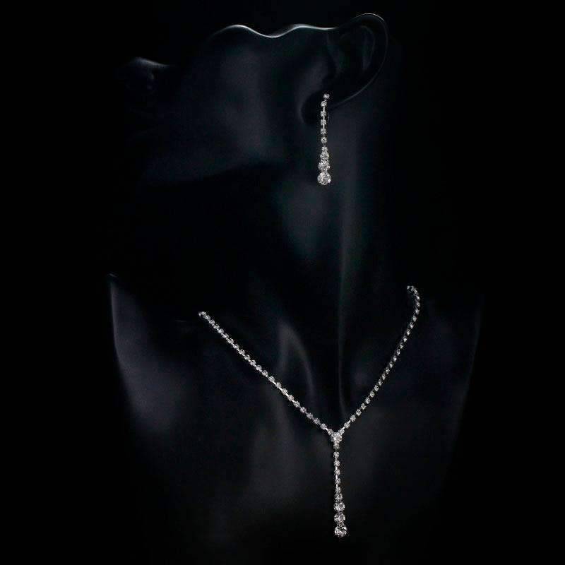Silver Plated Drop Crystal Bridal Jewelry Sets For Women Bridal Jewelry Sets TREAZY Official Store
