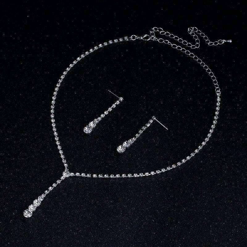 Silver Plated Drop Crystal Bridal Jewelry Sets For Women Bridal Jewelry Sets TREAZY Official Store