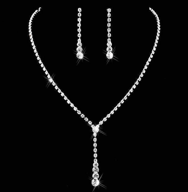 Silver Plated Drop Crystal Bridal Jewelry Sets For Women Bridal Jewelry Sets TREAZY Official Store Silver Plated Clear