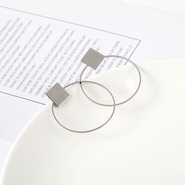 Simple Style Round Earrings Drop Earrings Crazy Feng Official Store silver