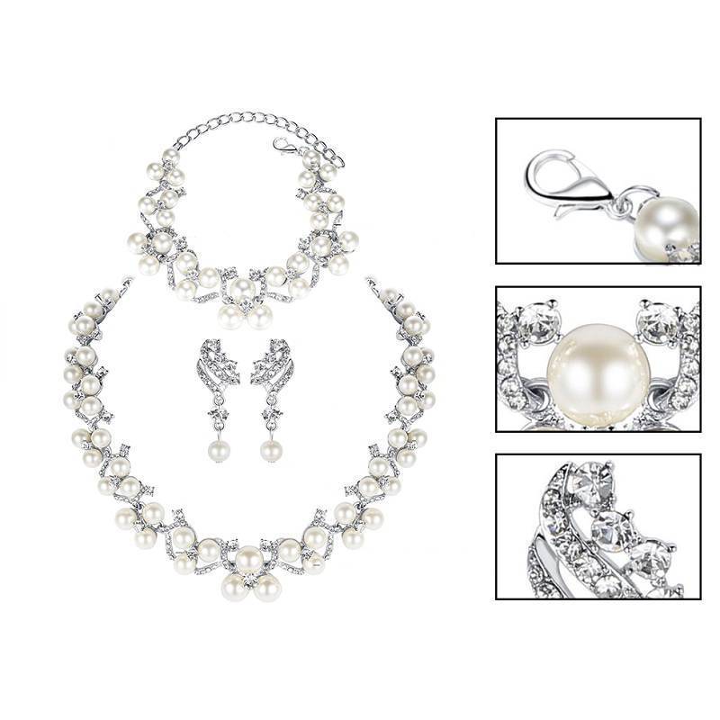 Simulated Pearl Jewelry Sets Bridal Jewelry Sets mecresh Official Store