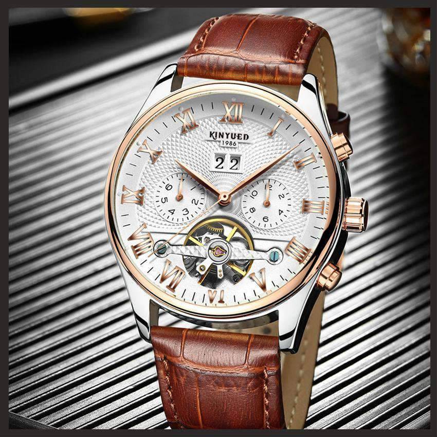 Skeleton Tourbillon Classic Rose Gold Men’s Mechanical Watch Mechanical Watches Citytime Watch Factory Store Brown with gift box