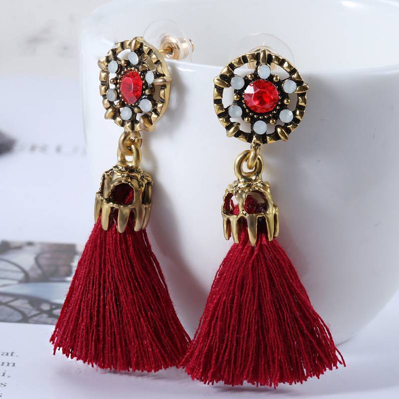 Small Tassel Face Fringed Earrings Drop Earrings XP Official Store