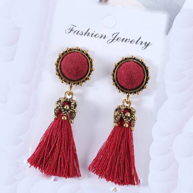 Small Tassel Face Fringed Earrings Drop Earrings XP Official Store