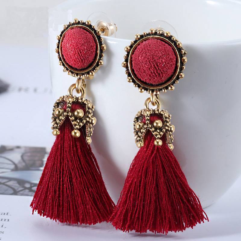 Small Tassel Face Fringed Earrings Drop Earrings XP Official Store