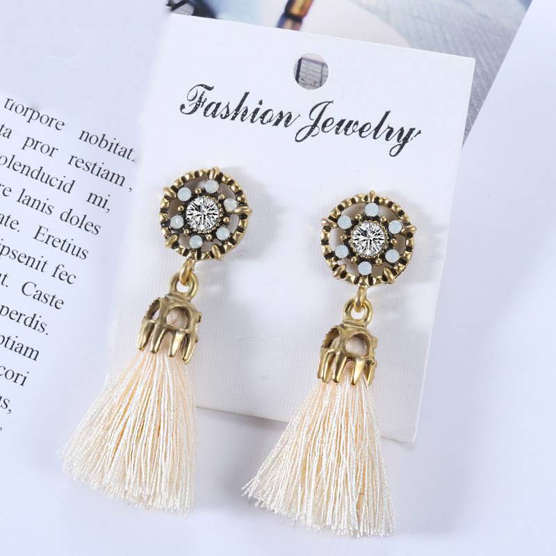 Small Tassel Face Fringed Earrings Drop Earrings XP Official Store