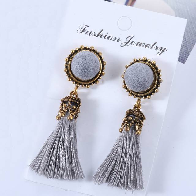 Small Tassel Face Fringed Earrings Drop Earrings XP Official Store Red A