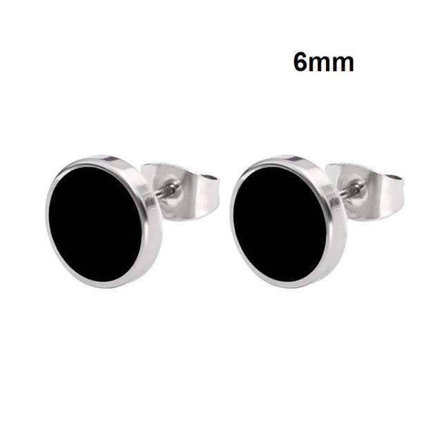 Solid Round Shaped Big Stud Earrings For Unisex Use Stud Earrings Top Gift 6MM