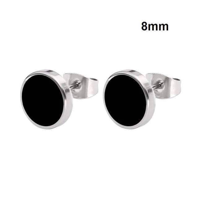 Solid Round Shaped Big Stud Earrings For Unisex Use Stud Earrings Top Gift 8MM