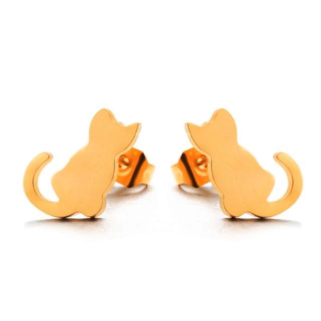 Stainless Steel Animal Stud Earrings Stud Earrings Shine Lives Store Golden Cat