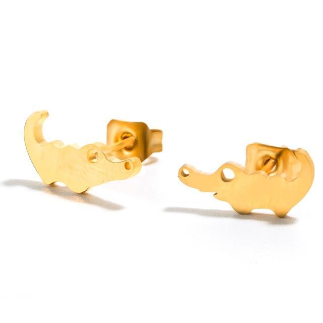 Stainless Steel Animal Stud Earrings Stud Earrings Shine Lives Store Golden Crocodile