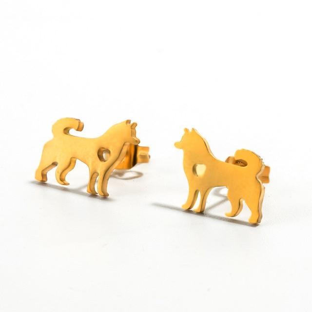 Stainless Steel Animal Stud Earrings Stud Earrings Shine Lives Store Golden Dog 1104