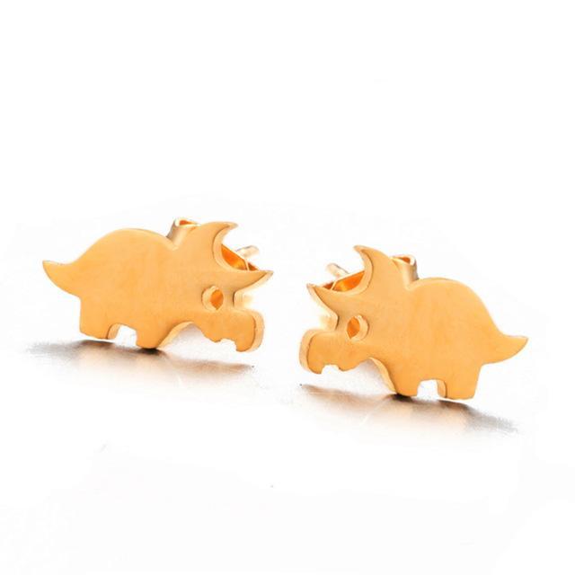 Stainless Steel Animal Stud Earrings Stud Earrings Shine Lives Store Golden Triceratops