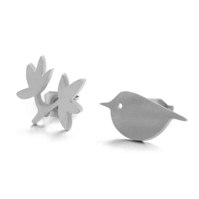 Stainless Steel Animal Stud Earrings Stud Earrings Shine Lives Store Silver Bird