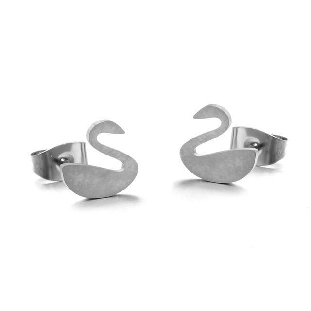 Stainless Steel Animal Stud Earrings Stud Earrings Shine Lives Store Silver Swan