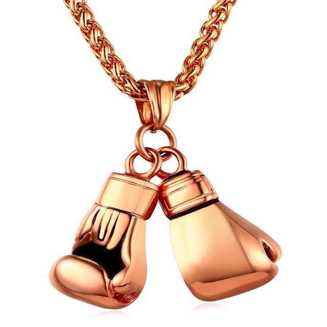 Stainless Steel Boxing Glove Necklace for Men Pendant Necklaces U 7 Official Store Rose Gold Color China