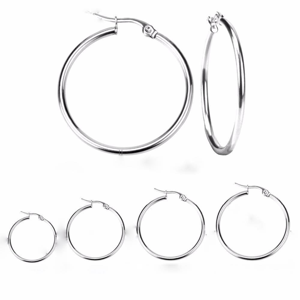 Stainless Steel Circle Hoop Earrings Hoop Earrings LUXUSTEEL Official Store steel 10mm