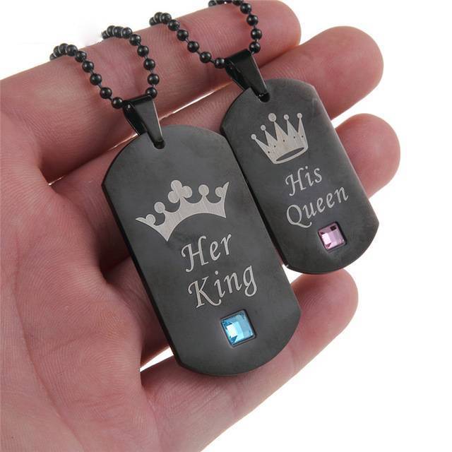 Stainless Steel Couple Necklace Pendant Necklaces subeads Store 1pairs