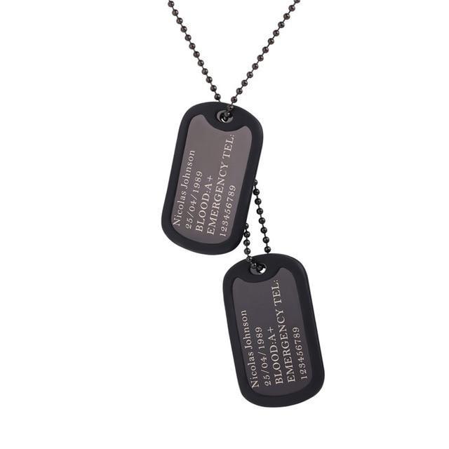 Stainless Steel Custom Engraved Tag Necklaces Pendant Necklaces U 7 Official Store Black Gun Plated No Personalization