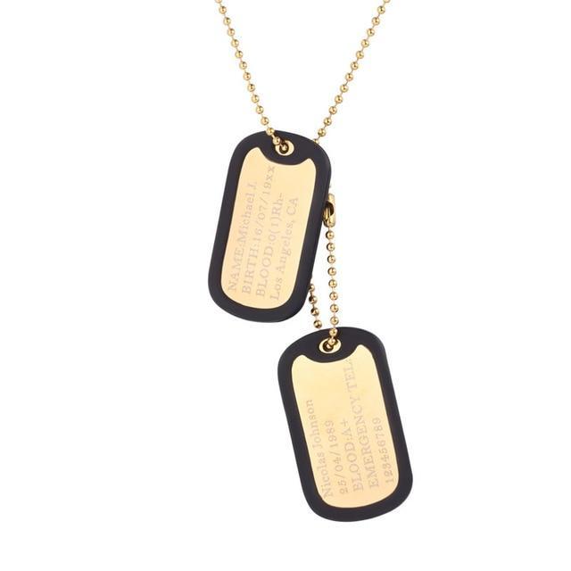 Stainless Steel Custom Engraved Tag Necklaces Pendant Necklaces U 7 Official Store Gold-color No Personalization