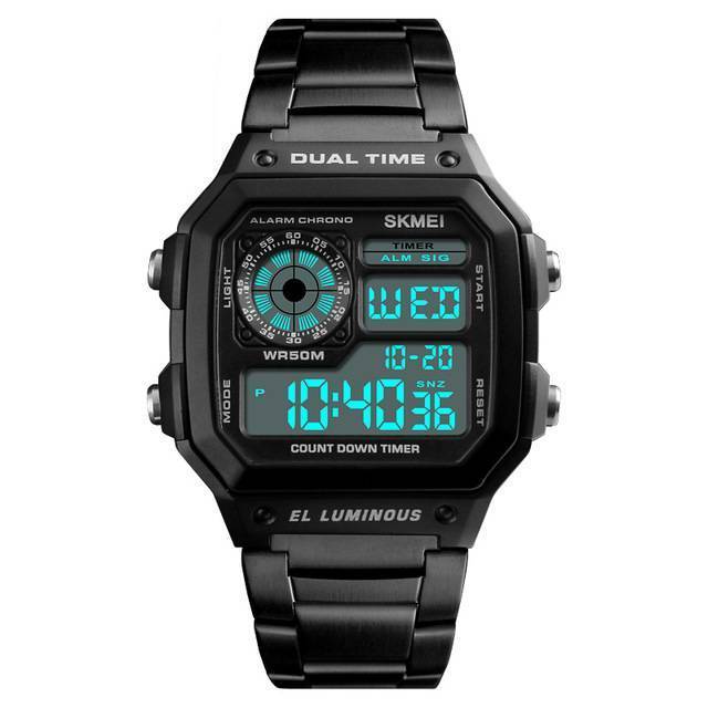 Stainless Steel Digital Waterproof Watch Digital Watches Skmei Skmei Professional Watch Store Black
