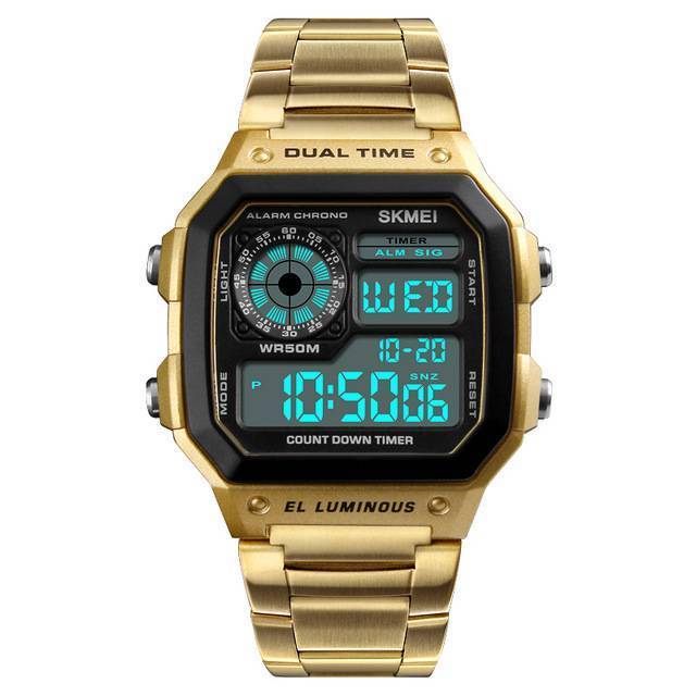 Stainless Steel Digital Waterproof Watch Digital Watches Skmei Skmei Professional Watch Store Gold