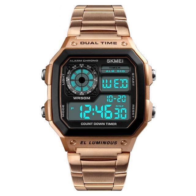 Stainless Steel Digital Waterproof Watch Digital Watches Skmei Skmei Professional Watch Store Gose gold