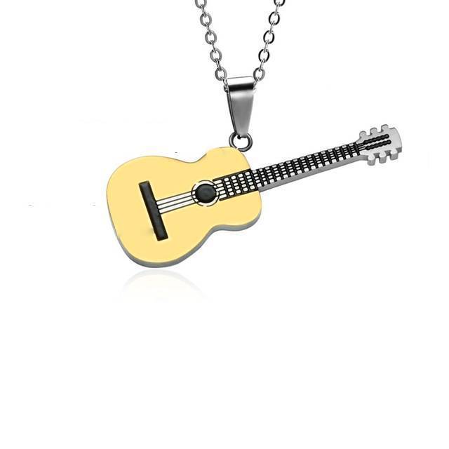 Stainless Steel Guitar Necklace for Men Pendant Necklaces HIP Official Store Gold