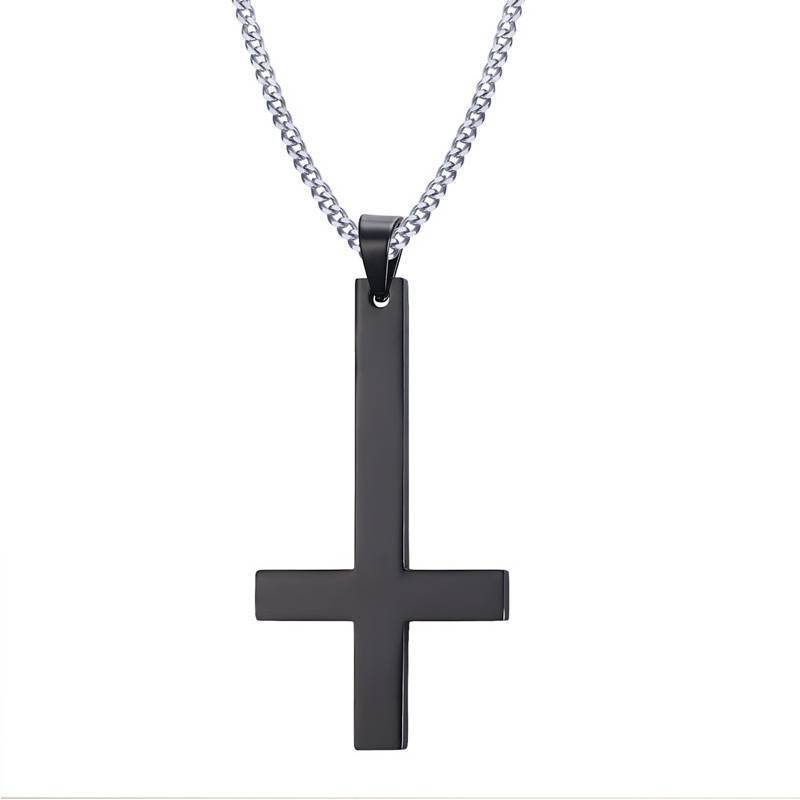 Stainless Steel Inverted Cross Necklace Pendant Necklaces VNOX official store