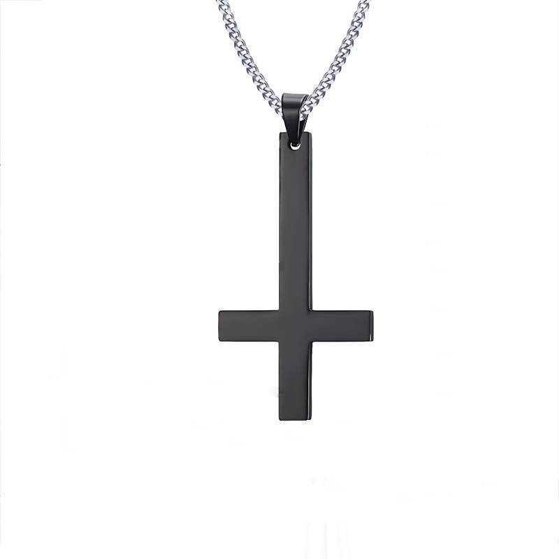 Stainless Steel Inverted Cross Necklace Pendant Necklaces VNOX official store