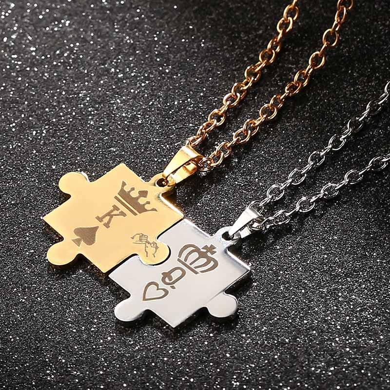 Stainless Steel K & Q Tag Couple Necklaces Pendant Necklaces AZIZ BEKKAOUI Official Store
