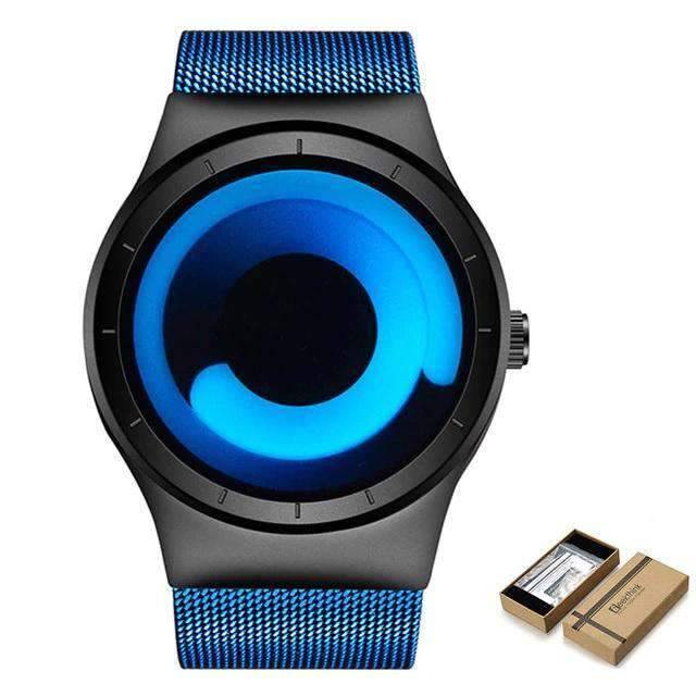 Stainless Steel Mesh Luxury Casual Men's Quartz Watch Quartz Watches Geekthink Official Store Blue Black Blue-2 with Box