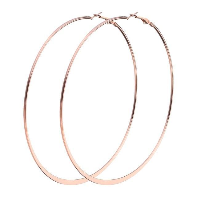 Stainless Steel Nickel Free Earrings Hoop Earrings YIWU DANZE Fashion Jewelry 4 E0855-3 Rose Gold