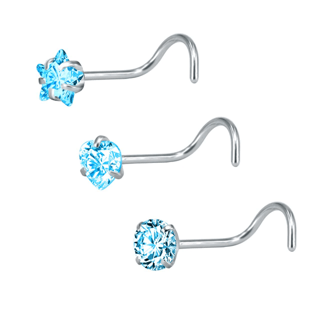 Stainless Steel Nose Stud Piercing Body Jewelry Body Jewelry Aoede Jewellery Store Sky Blue