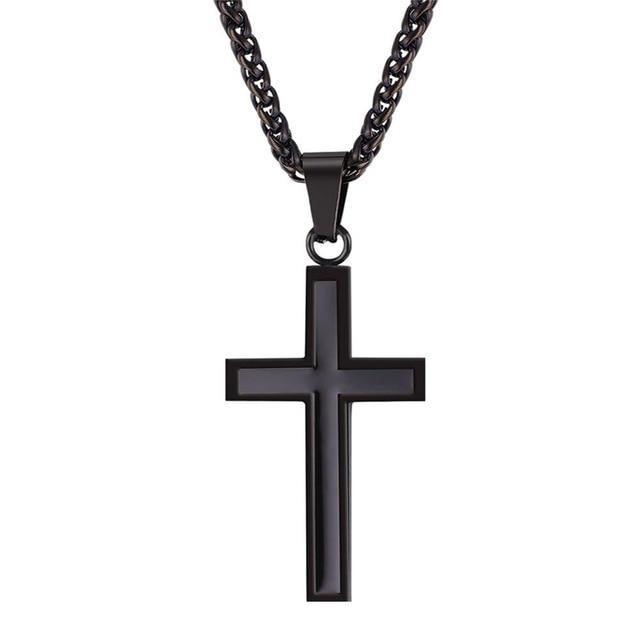 Stainless Steel Personalized Cross Necklace Pendant Necklaces Starlord Official Store Black