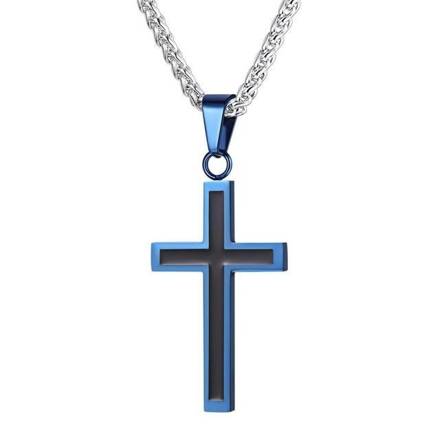 Stainless Steel Personalized Cross Necklace Pendant Necklaces Starlord Official Store Blue Zinc Plated