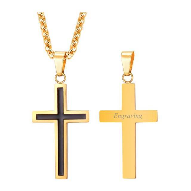 Stainless Steel Personalized Cross Necklace Pendant Necklaces Starlord Official Store Personalized gold