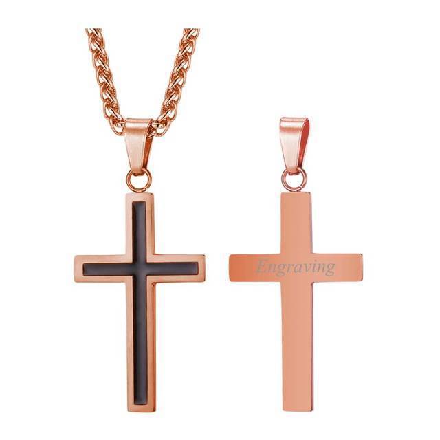 Stainless Steel Personalized Cross Necklace Pendant Necklaces Starlord Official Store Personalized rose