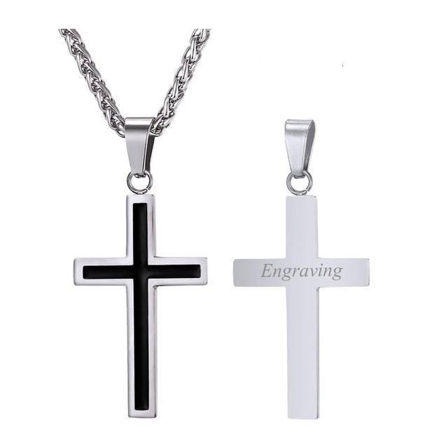 Stainless Steel Personalized Cross Necklace Pendant Necklaces Starlord Official Store Personalized silver