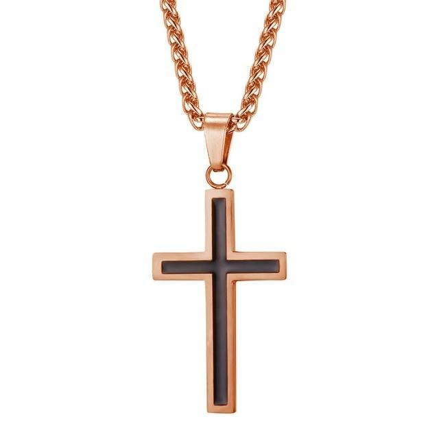 Stainless Steel Personalized Cross Necklace Pendant Necklaces Starlord Official Store Rose Gold Color
