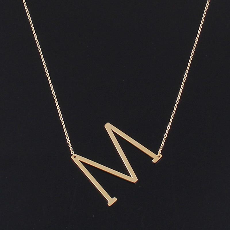 Stainless Steel Personalized Letter Necklace Pendant Necklaces SKQIR Official Store E Gold Chain