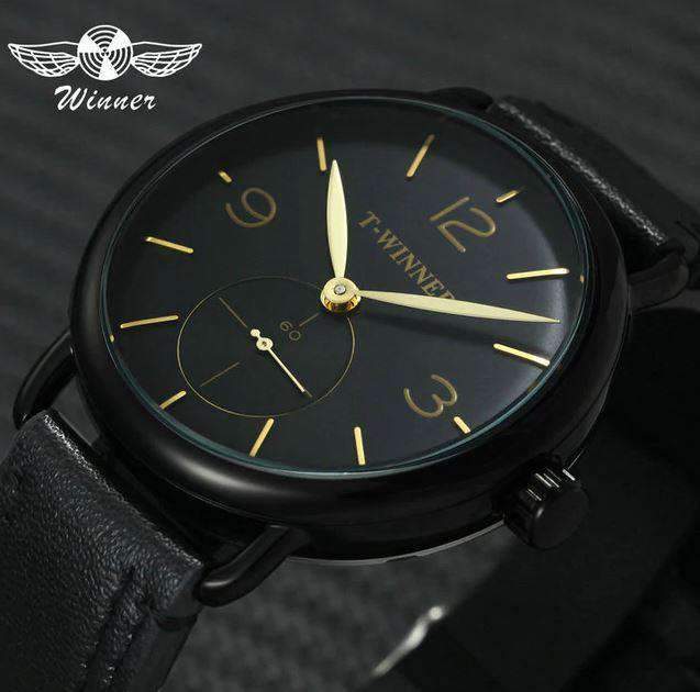 Stainless Steel Skeleton Design Mechanical Watch For Men Mechanical Watches T-WINNER Official Store MF ALL BLACK