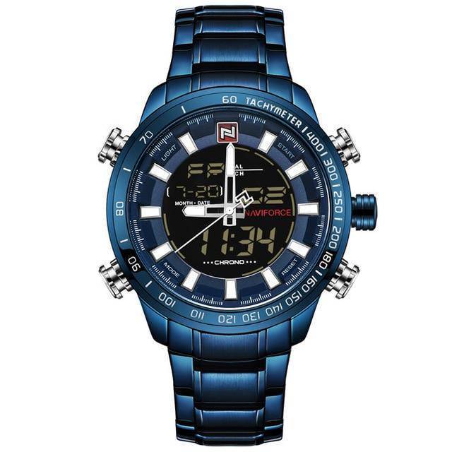 Stainless Waterproof Military Sports Watch Quartz Watches 77 Watch Store blue